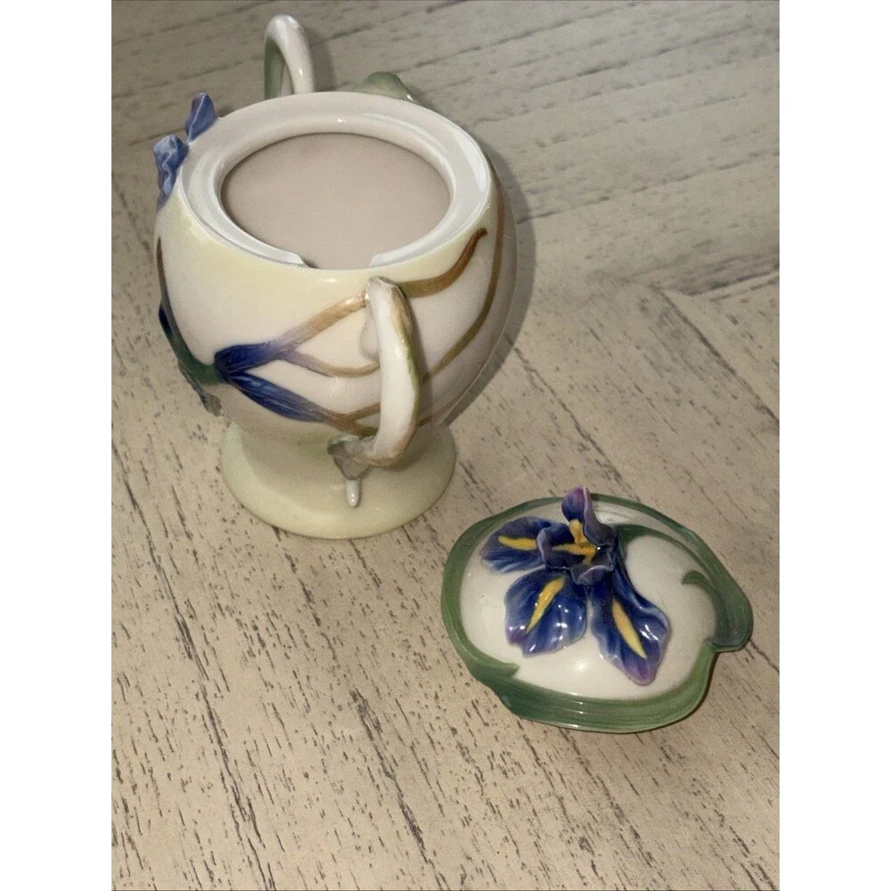 Franz Porcelain Hummingbird Sugar Jar Bowl & CREAMER Floral Design Beautiful!